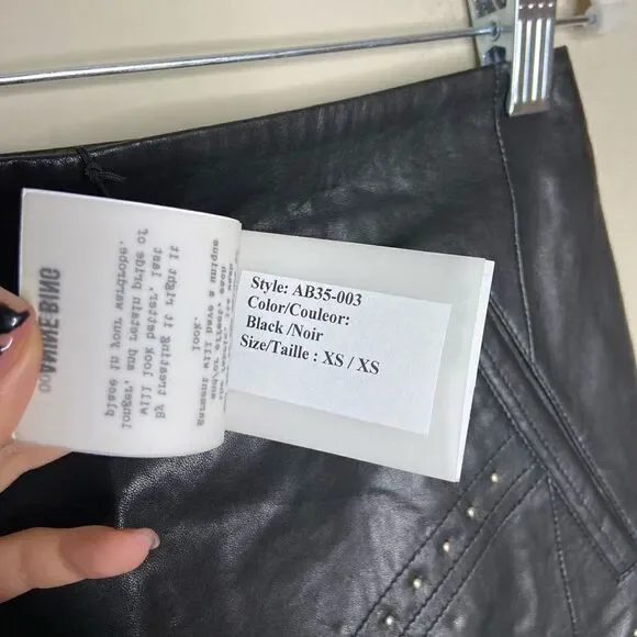 NWT Anine Bing Lamb Leather Mini Black Skirt Studded Size XS - Picture 7 of 14